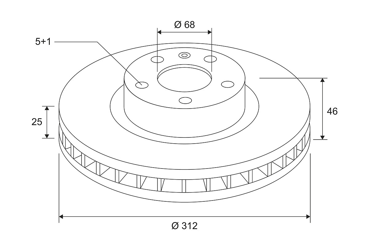 COATED BRAKE DISC X1 AUD A4 VW PASSAT FR